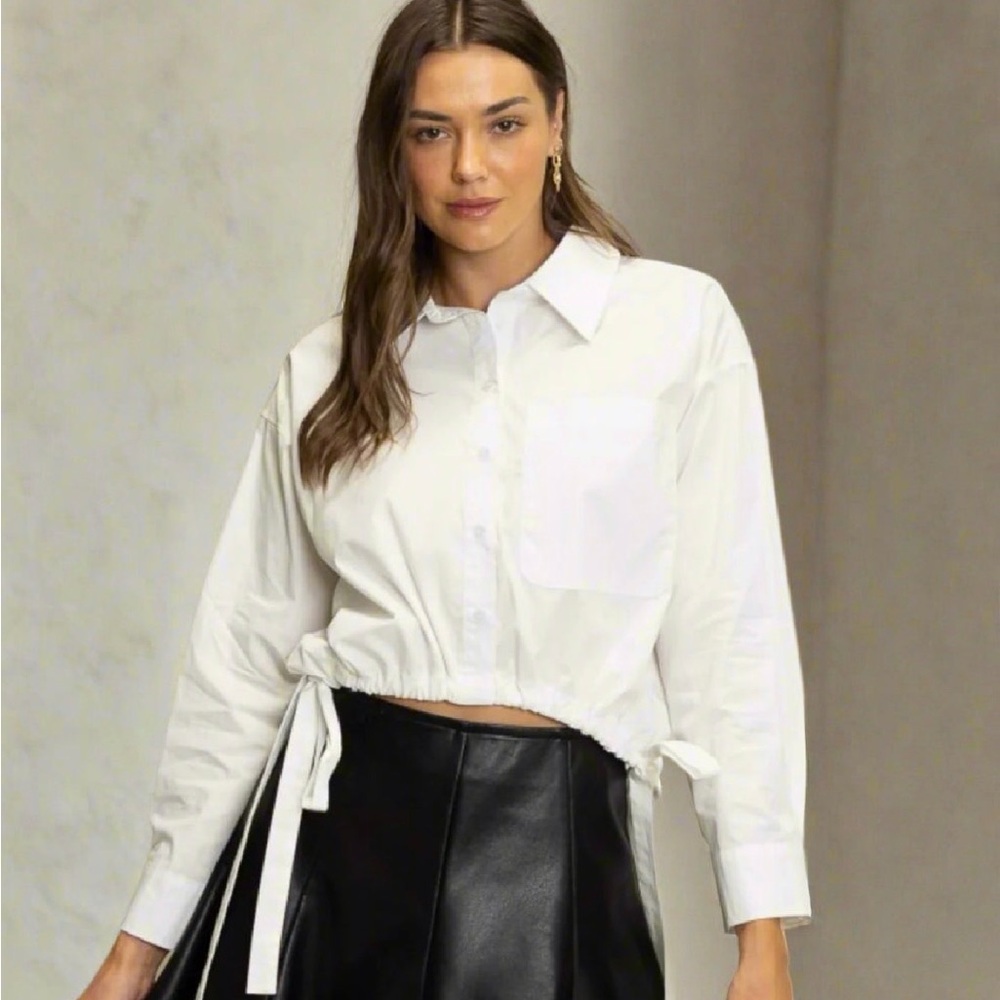 Women's White Drawstring Top